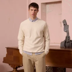 HAST Sweatshirt en coton biologique et lin écru chiné> Maille