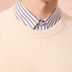 HAST Sweatshirt en coton biologique et lin écru chiné> Maille