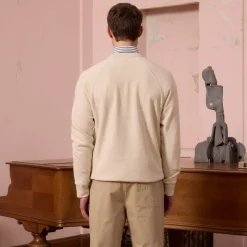 HAST Sweatshirt en coton biologique et lin écru chiné><noscript><img width=