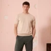 HAST T-shirt en maille de coton biologique beige chiné> Maille