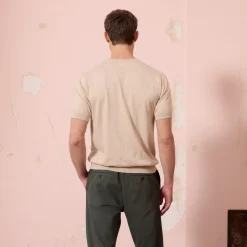 HAST T-shirt en maille de coton biologique beige chiné><noscript><img width=