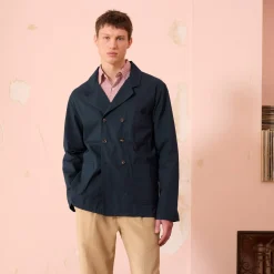 HAST Veste de travail croisée en coton marine> Vestes De Travail
