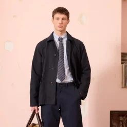 HAST Veste de travail en coton et lin marine><noscript><img width=