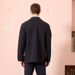 HAST Veste de travail en coton et lin marine><noscript><img width=