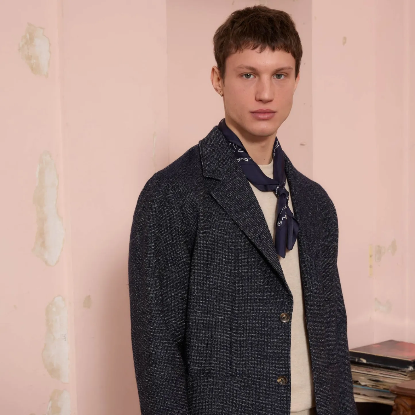 HAST Veste tailleur déstructurée en laine marine chiné> Vestes