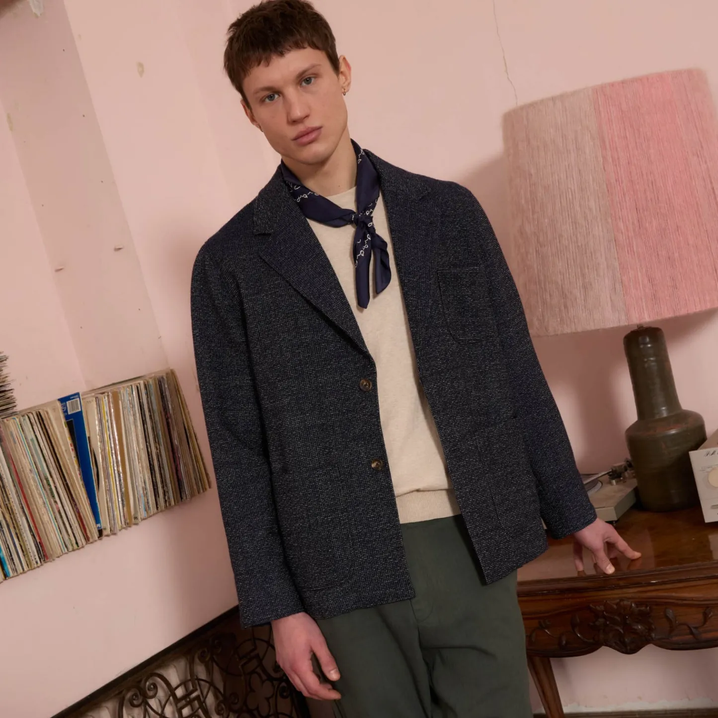 HAST Veste tailleur déstructurée en laine marine chiné> Vestes